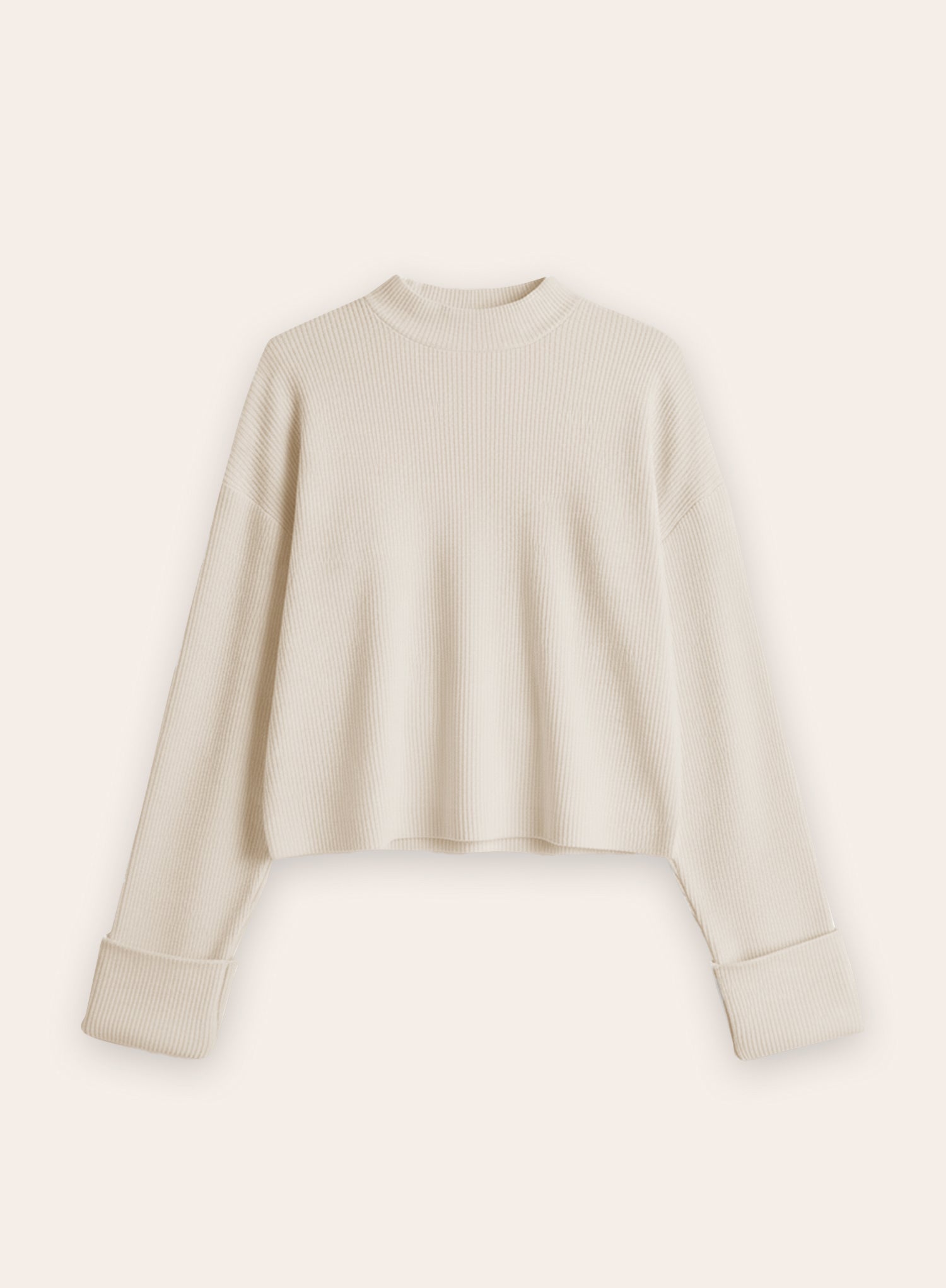 Ecru Wide Cuff Sleeved Knitted Jumper